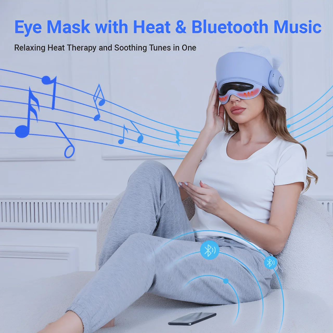 Smart Head & Eye Massager with Heat - Bluetooth App Control for Stress & Fatigue Relief
