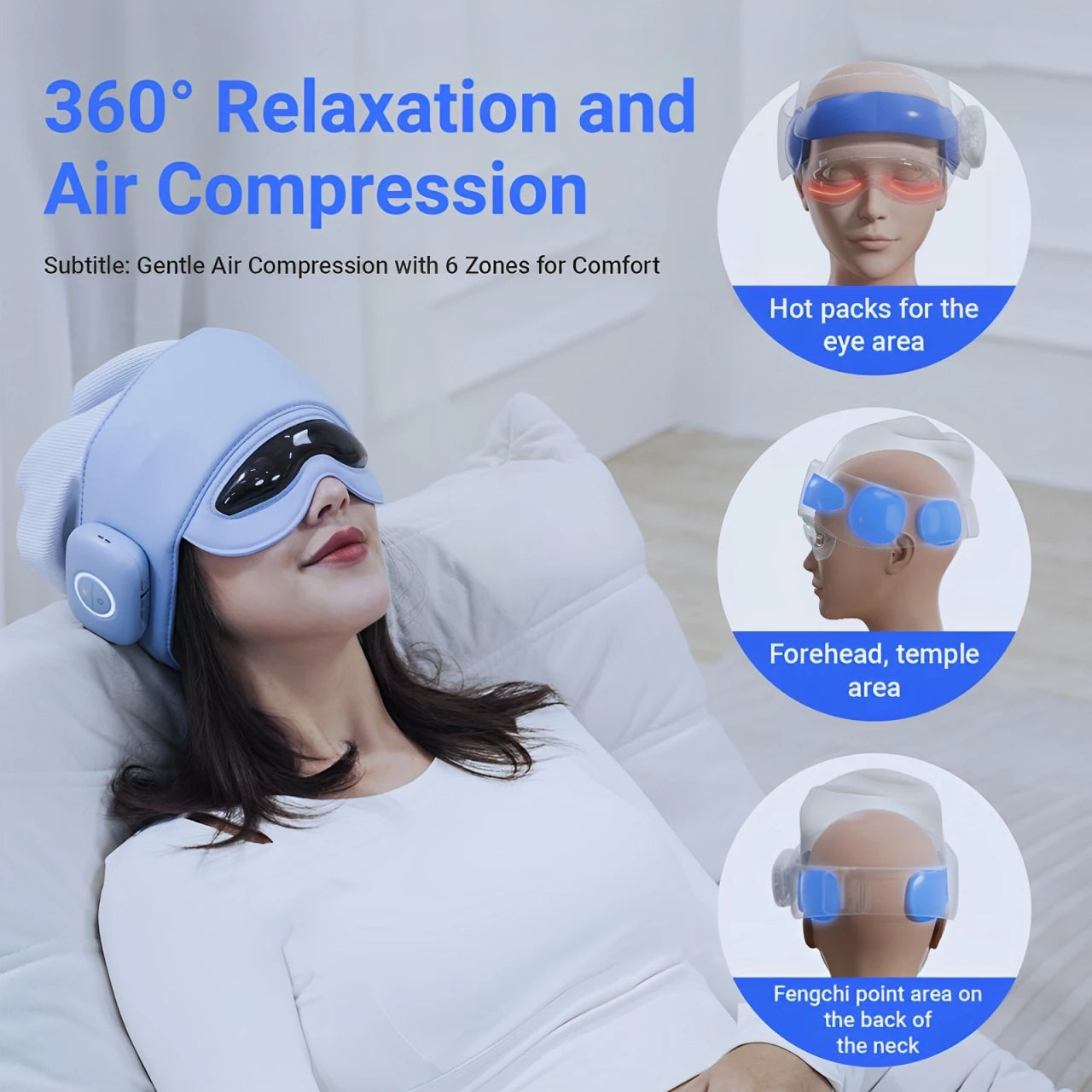 Smart Head & Eye Massager with Heat - Bluetooth App Control for Stress & Fatigue Relief