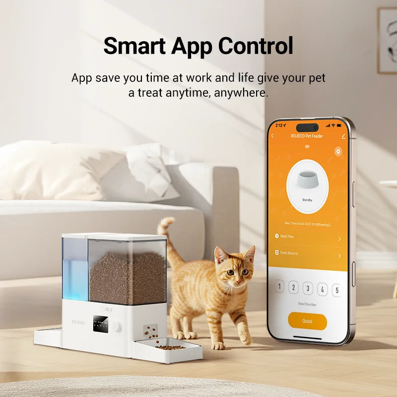 All-in-One Automatic Pet Feeder & Water Dispenser with Smart App Control